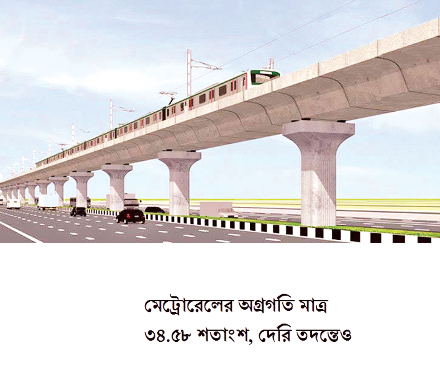 মেট্রোরেলের অগ্রগতি মাত্র ৩৪.৫৮ শতাংশ