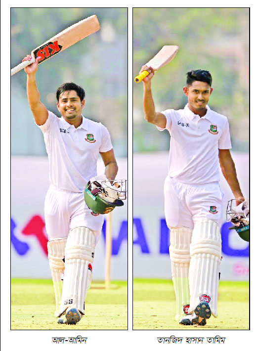 সেঞ্চুরিতে উজ্জ্বল তানজিদ, আল আমিন