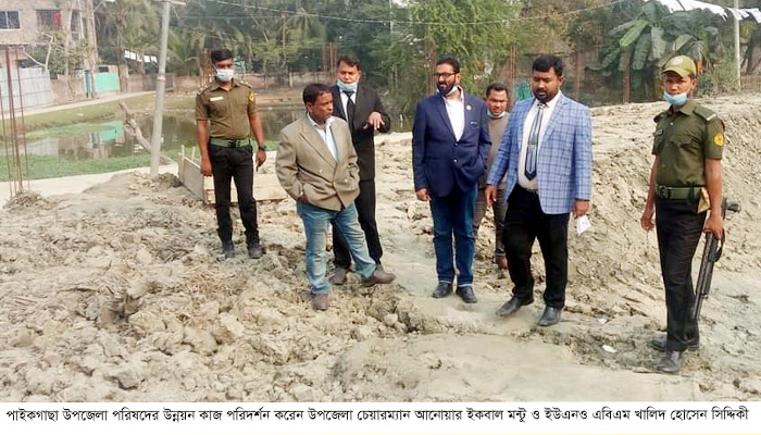 উপজেলা চেয়ারম্যান ও ইউএনও’র উপজেলা পরিষদের উন্নয়ন কাজ পরিদর্শন