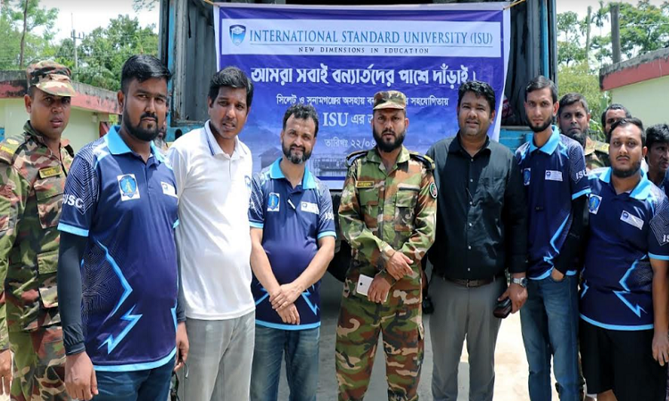 সিলেটে বন্যার্তদের পাশে ইন্টারন্যাশনাল স্ট্যান্ডার্ড ইউনিভার্সিটি