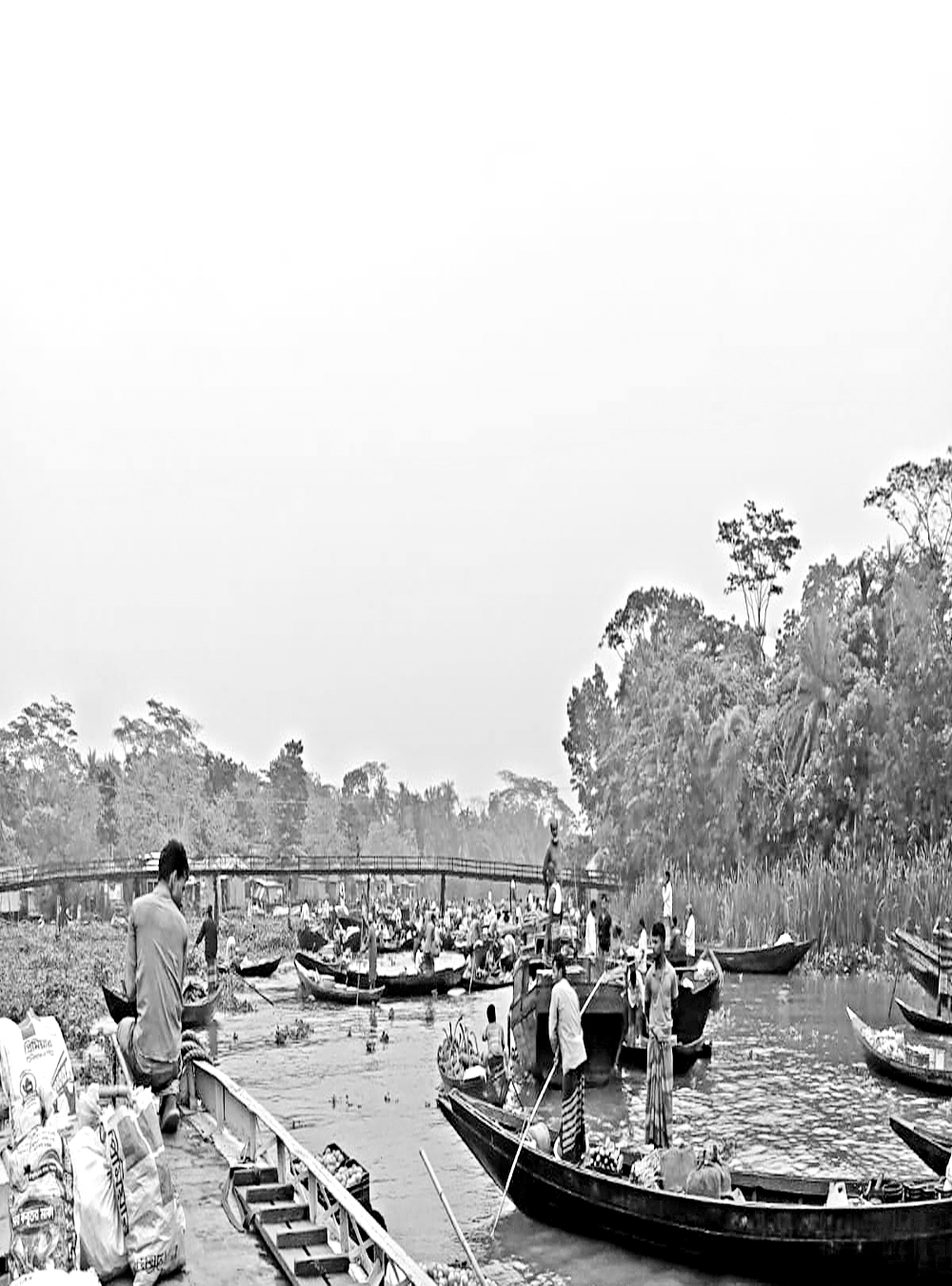 নাজিরপুরে জমজমাট ভাসমান নৌকার হাট