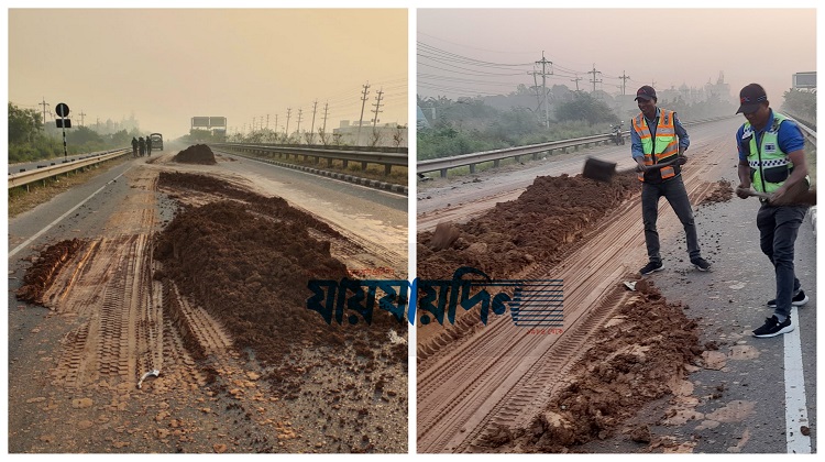 কেরানীগঞ্জে মাটি ফেলে মহাসড়ক অবরোধ