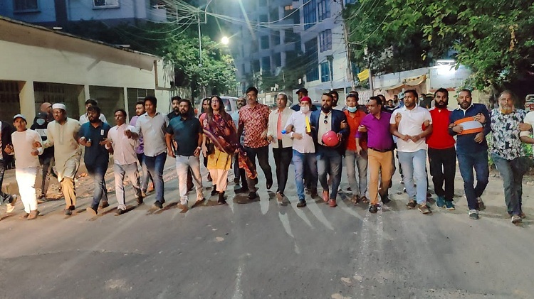অবরোধের সমর্থনে ডা. বাবু ও নিপুণের নেতৃত্বে বিক্ষোভ-মিছিল