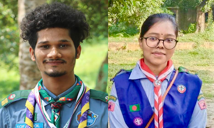 কুবি রোভার স্কাউটসের নেতৃত্বে তোফাজ্জল -নাছরিন