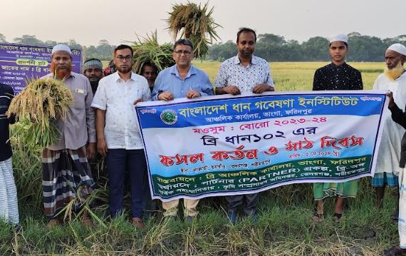 ভেদরগঞ্জে ব্রি-ধান ১০২ এর ফসল কর্তন ও মাঠ দিবস পালিত হয়েছে
