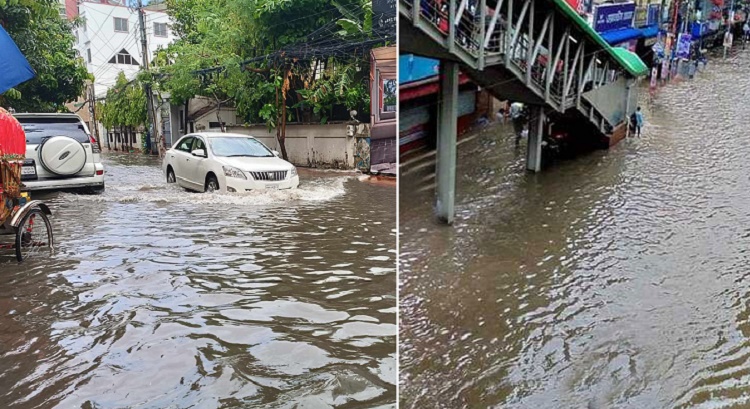 সকালের বৃষ্টিতে রাজধানীর বিভিন্ন সড়কে জলাবদ্ধতা