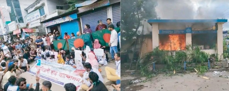 সৈয়দপুরে আন্দোলনকারী ও পুলিশের মধ্যে সংঘর্ষ, শতাধিক আহত