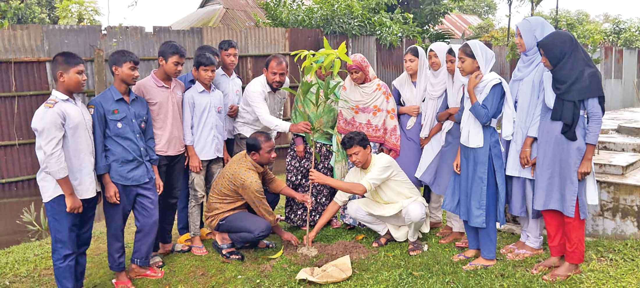 পূর্বধলায় গাছের চারা রোপণ ও বিতরণ ঘাগড়া দ্বিমুখী উচ্চ বিদ্যালয়