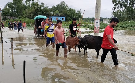 হবিগঞ্জে বন্যা পরিস্থিতির উন্নতি, পানি নামছে ধীরগতিতে