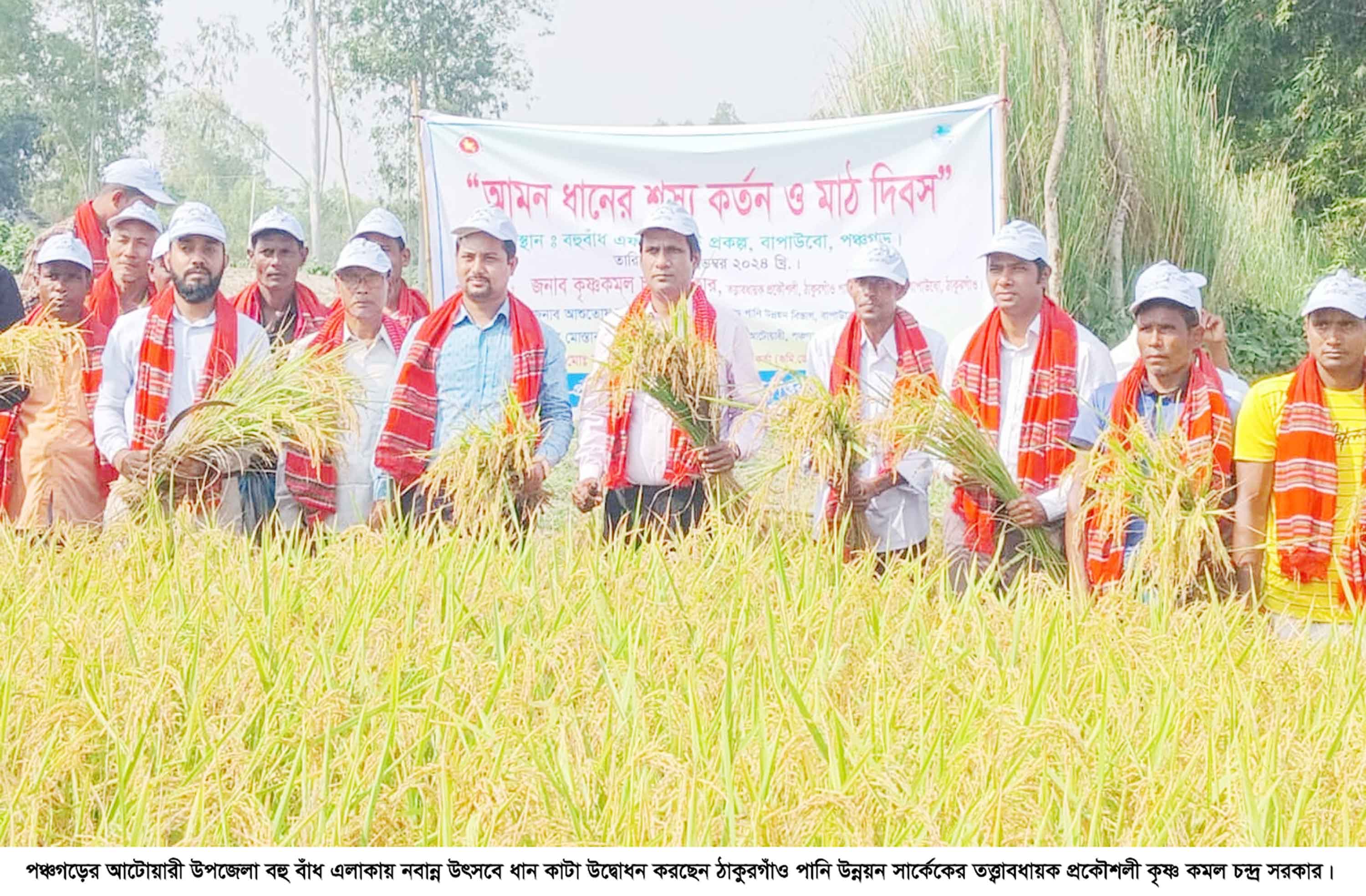 পঞ্চগড়ে বহু বাঁধ সেচ প্রকল্প এলাকায় ধান কাটা উপলক্ষে নবান্ন উৎসব