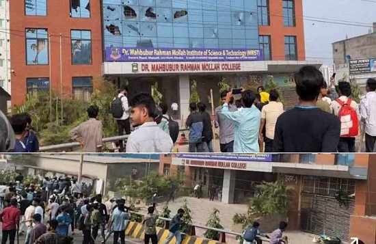 মোল্লা কলেজে নজরুল-সোহরাওয়ার্দীর শিক্ষার্থীদের হামলা-ভাঙচুর