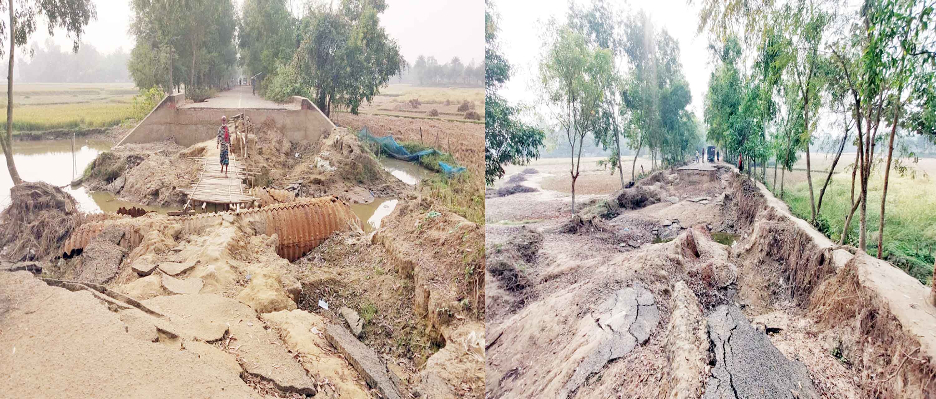 তিনআনী-নালিতাবাড়ী আঞ্চলিক সড়ক বন্যায় ক্ষতিগ্রস্ত সেতু-কালভার্ট মেরামত না করায় ভোগান্তি