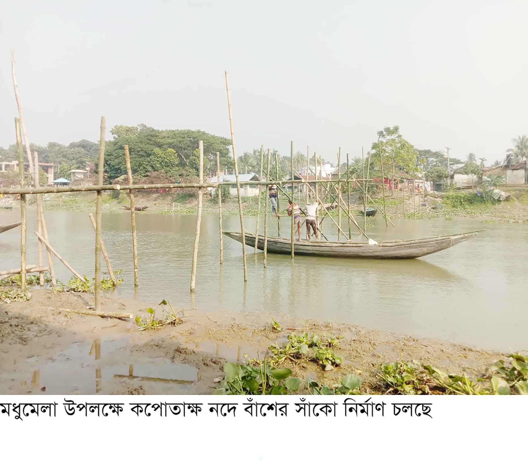 মধুমেলা উপলক্ষে কপোতাক্ষ নদে বাঁশের সাঁকো নির্মাণ