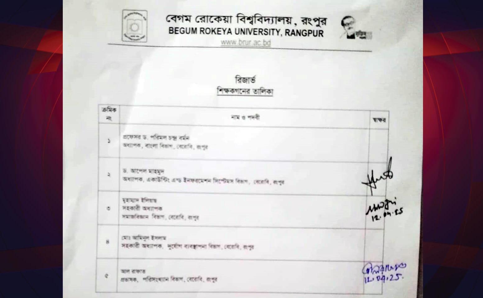 ভর্তি পরীক্ষায় শিক্ষকদের উপস্থিতি পত্রে মুজিব শতবর্ষের ছবি, তোলপাড়