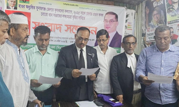 সুনামগঞ্জে ৪ দফা দাবি নিয়ে বিএনপির মানববন্ধন