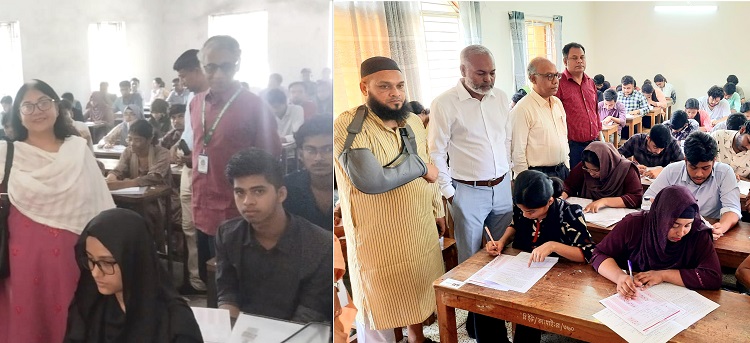ক্যাম্পাসে আসতে না পেরে বাইরের ভর্তি পরীক্ষা কেন্দ্র পর্যবেক্ষণে ববি উপাচার্য