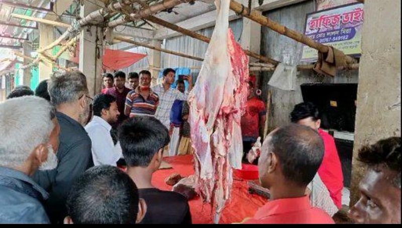 নালিতাবাড়ীতে অসুস্থ গরুর মাংস বিক্রি