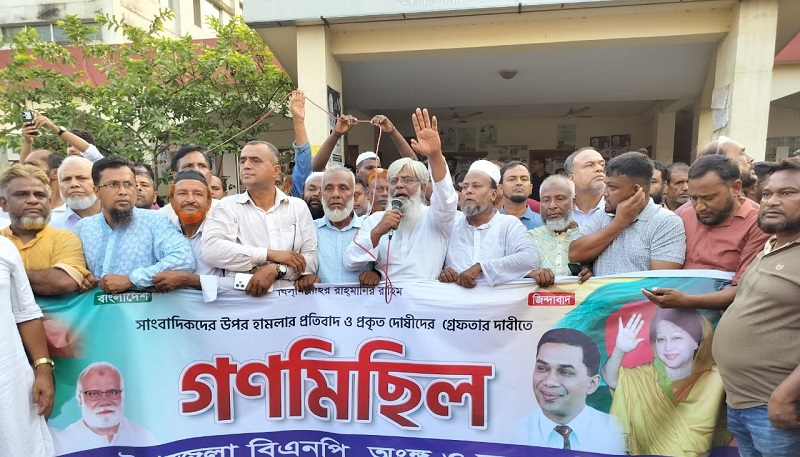 কাপাসিয়ায় সাংবাদিকদের ওপর হামলার প্রতিবাদে বিএনপির গণমিছিল