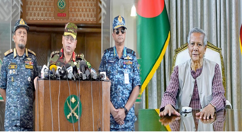 তিন বাহিনী প্রধানের সঙ্গে প্রধান উপদেষ্টার বৈঠকে
