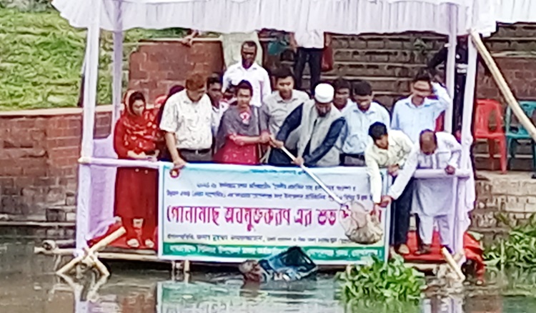 গোপালগঞ্জে মাছের পোনা অবমুক্ত