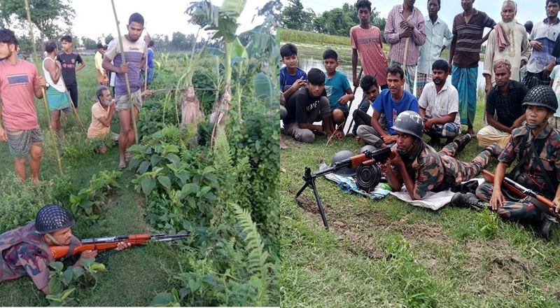 লালমনিরহাট সীমান্তে উত্তেজনা, বিজিবির সাথে পাহারায় গ্রামবাসি