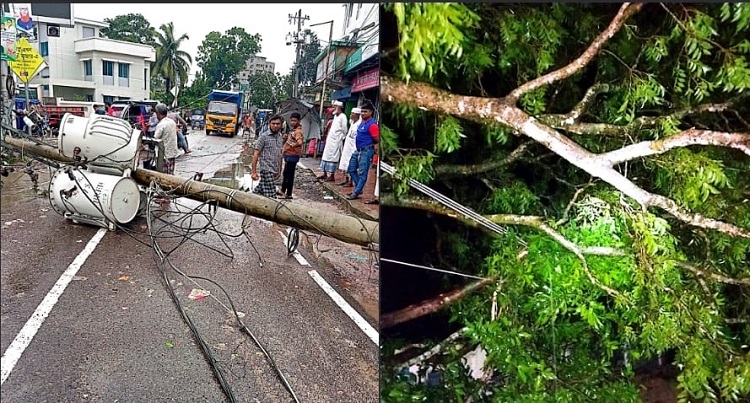 বরুড়ায় বৈদ্যুতিক খুঁটি উপড়ে বিদ্যুৎবিচ্ছিন্ন