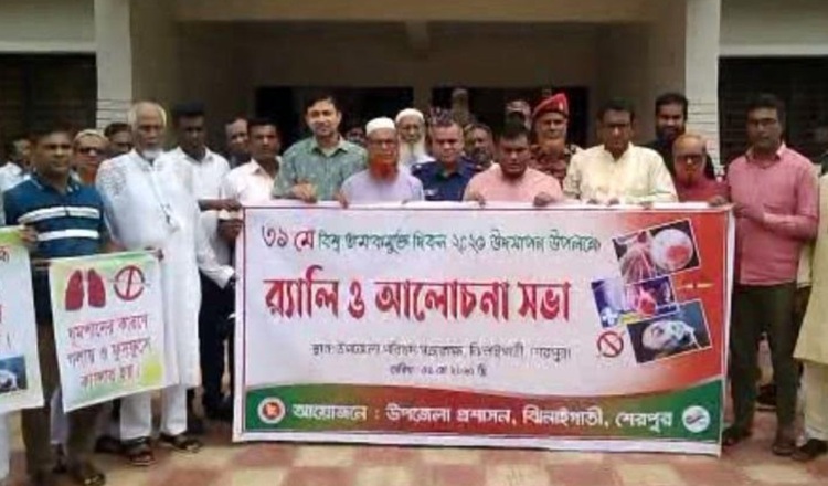 ঝিনাইগাতীতে বিশ্ব তামাকমুক্ত দিবস পালিত