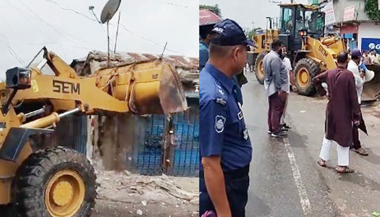 আটঘরিয়ায় অবৈধ স্থাপনার উচ্ছেদ অভিযান