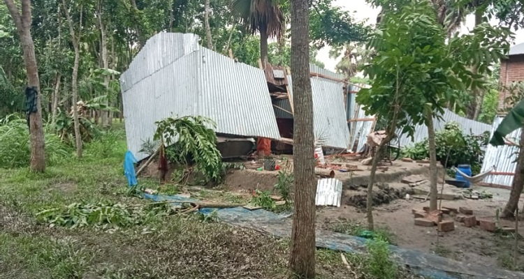 সালথায় পাঁচ মিনিটের ঝড়ে ৭ বসতঘর বিধ্বস্ত
