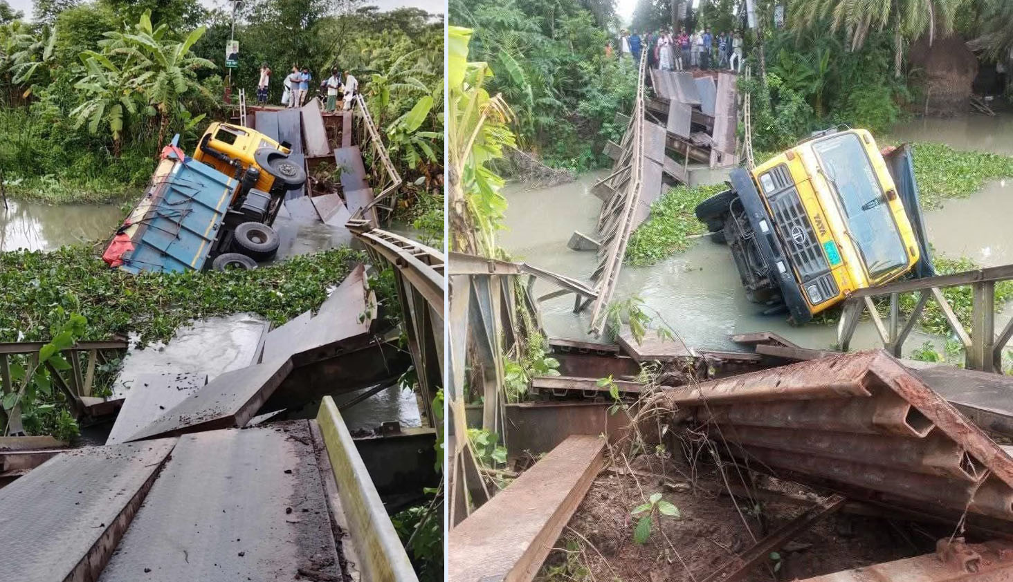 বেইলি ব্রিজ ভেঙে কয়লা বোঝাই ট্রাক খালে, যোগাযোগ বিচ্ছিন্ন