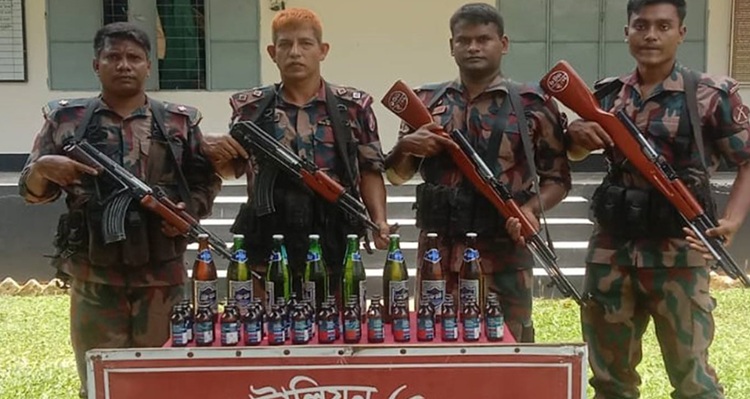 হবিগঞ্জে পৌনে ২ কোটি টাকার গাাঁজা-মদ ও ভারতীয় পণ্য জব্দ