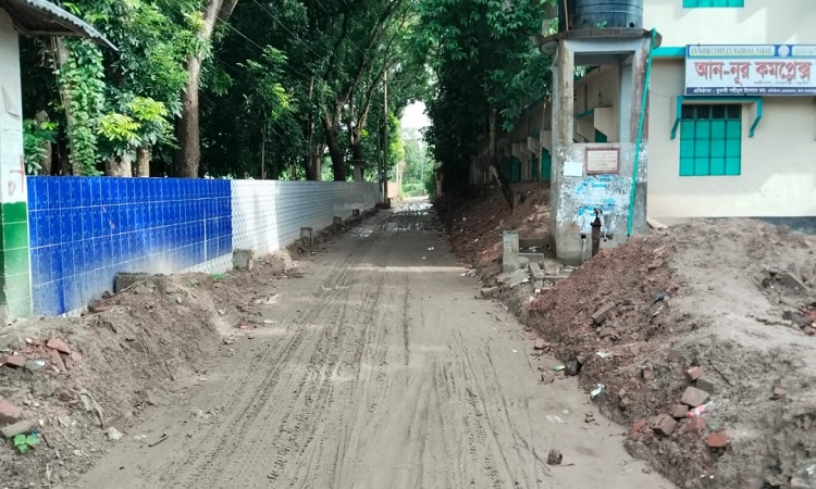 লোহাগড়ায় সড়ক নির্মাণ কাজে অনিয়মের অভিযোগ