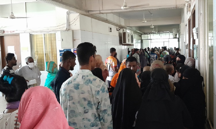 তাজউদ্দীনে ডেঙ্গু সনাক্তে রক্ত পরীক্ষার দীর্ঘ লাইন