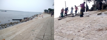 কিশোরগঞ্জের নিকলীর ছাতিরচর নদী রক্ষা বাঁধ প্রকল্পের কাজ চলছে